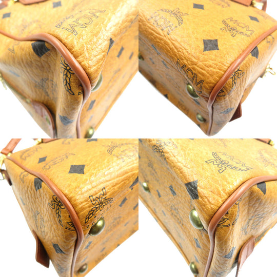 MCM Handbag PVC Brown Monogram Pattern logo MCM Women Used Authentic