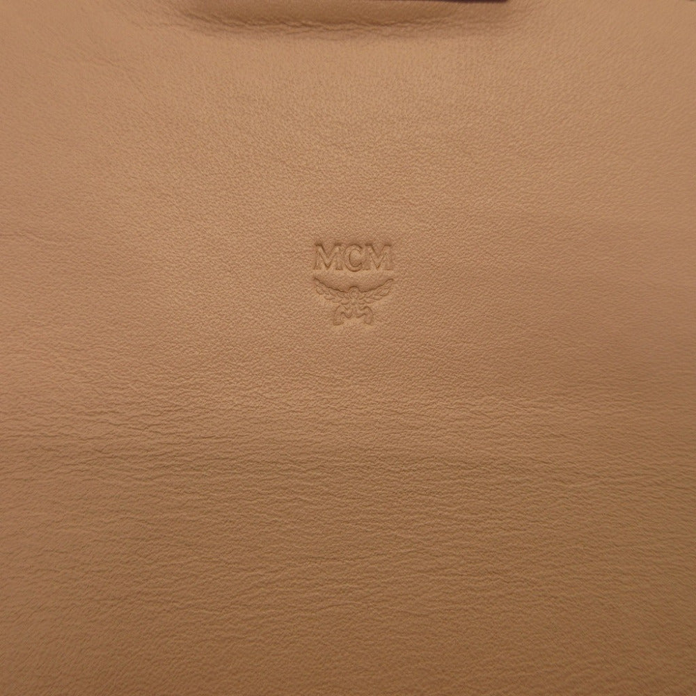 MCM Long Wallet Purse 8APA11 leather Champagne Gold Chain Shoulder Bag Women Used Authentic