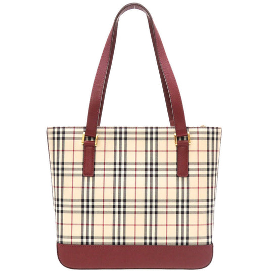 BURBERRY Handbag canvas beige check Women Used Authentic