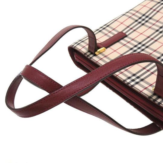 BURBERRY Handbag canvas beige check Women Used Authentic
