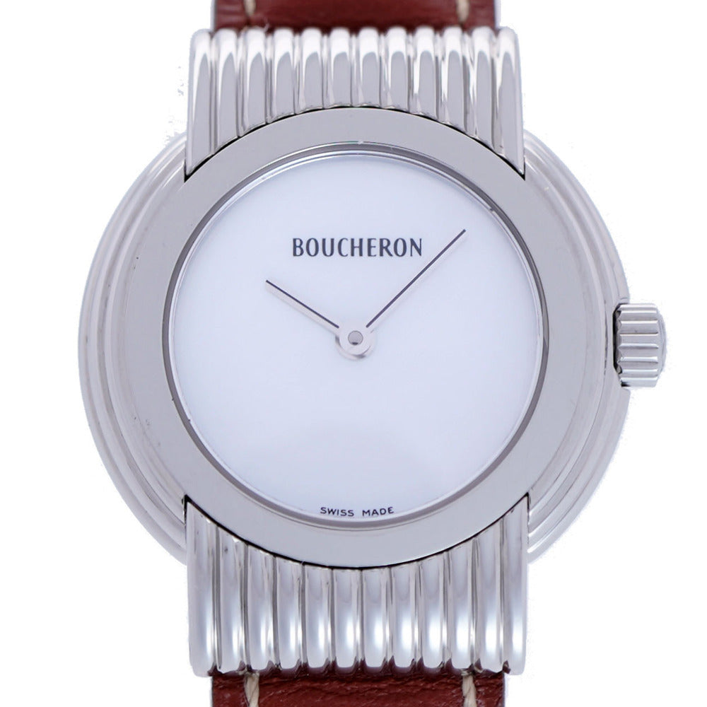 Boucheron Watches Quartz Stainless Steel , Leather Shell white Quartz Reflation Women Used Authentic