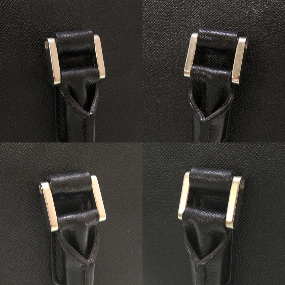 BURBERRY Handbag leather black Check Pattern Women Used Authentic