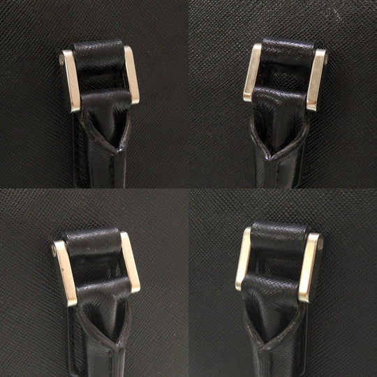 BURBERRY Handbag leather black Check Pattern Women Used Authentic