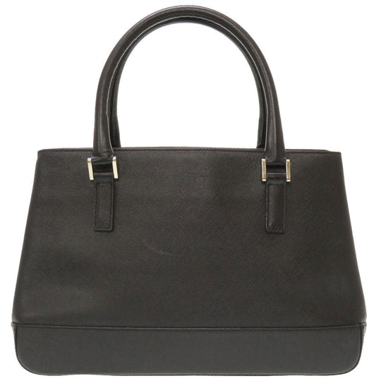 BURBERRY Handbag leather black Check Pattern Women Used Authentic