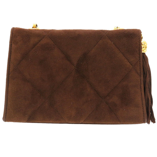 CHANEL Shoulder Bag Suede Brown Matelasse fringe COCO Mark
