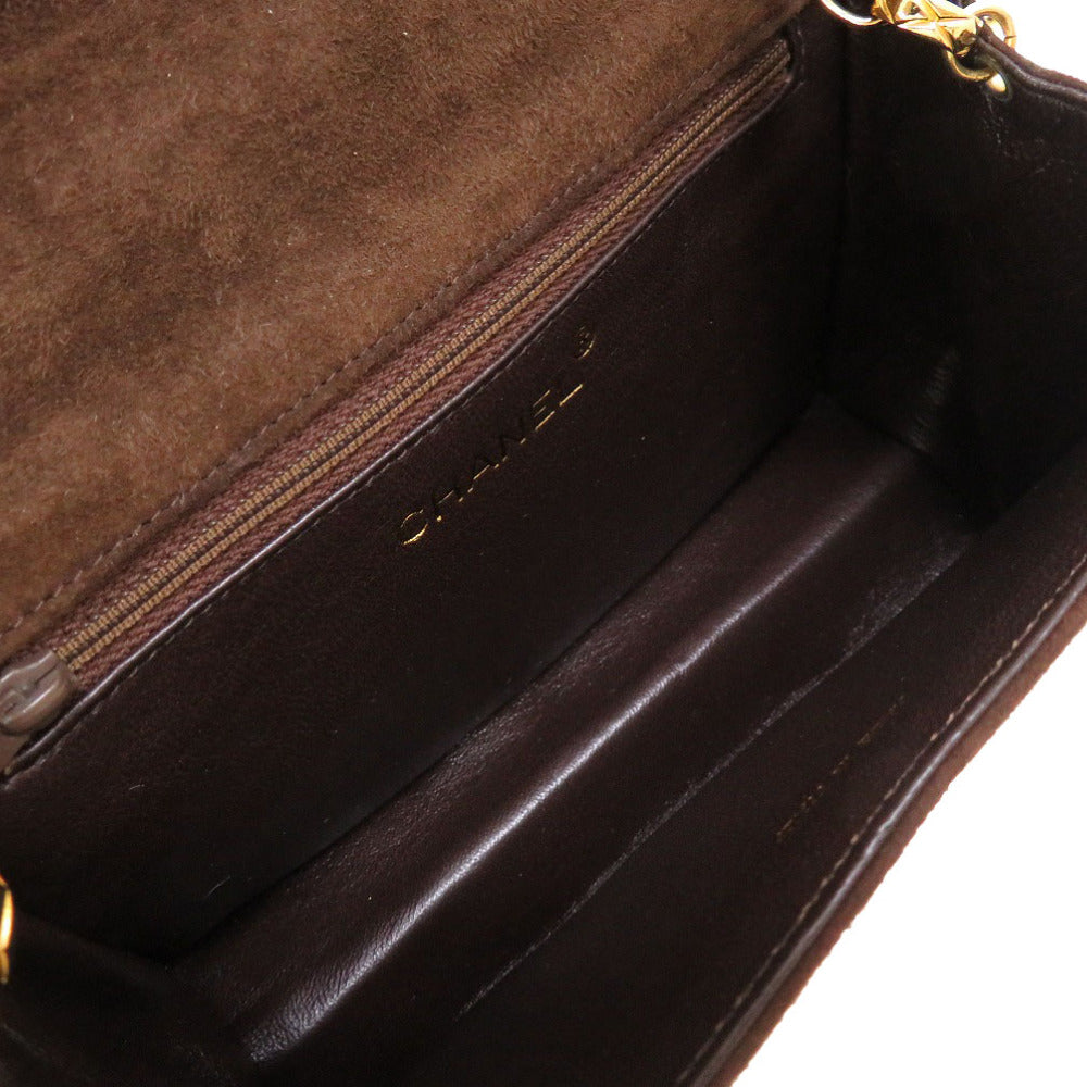 CHANEL Shoulder Bag Suede Brown Matelasse fringe COCO Mark