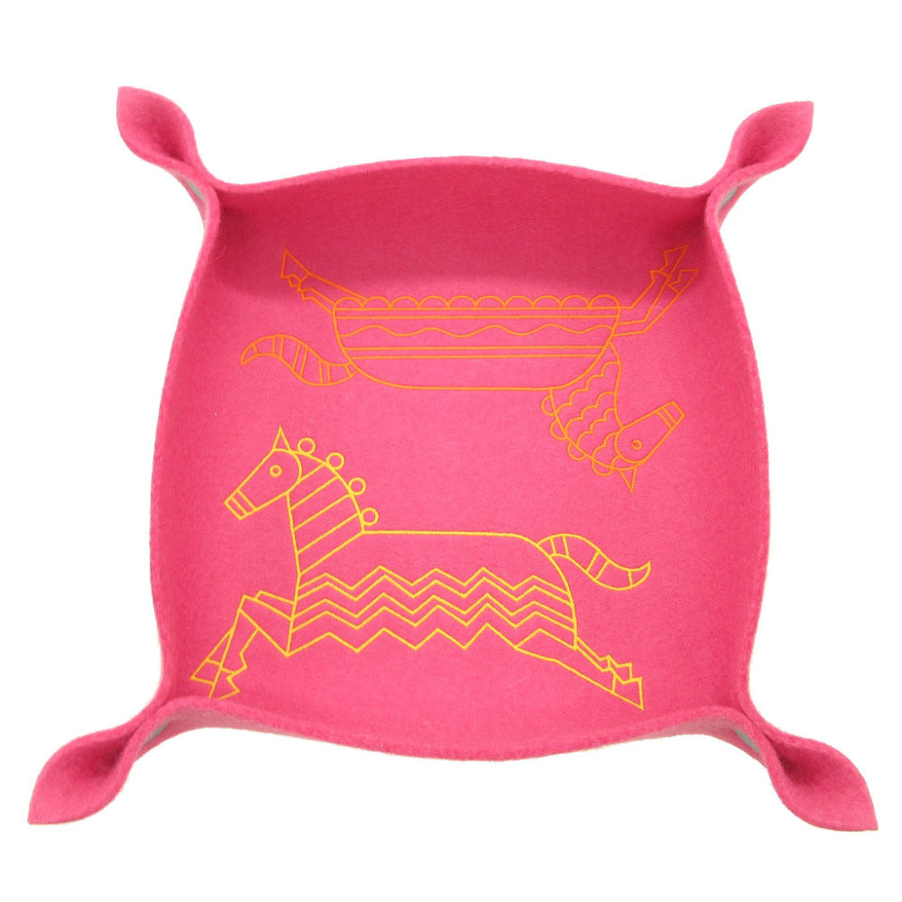 HERMES Other accessories felt Rose fuchsia tray Epope Vidoposh GM unisex(Unisex) Used Authentic