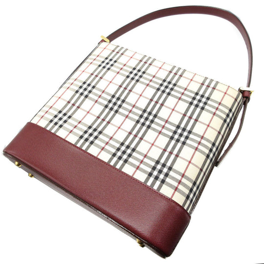 BURBERRY Shoulder Bag Canvas, Leather beige check Women Secondhand Authentic