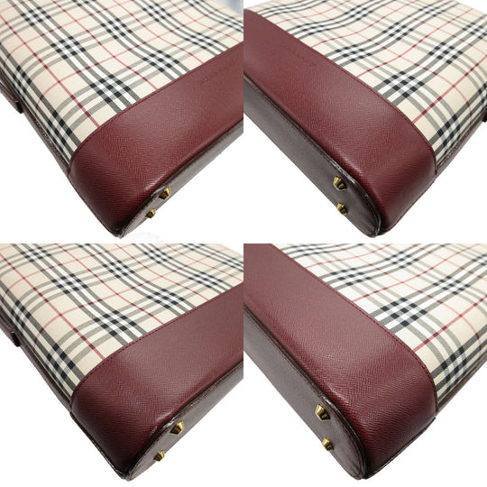 BURBERRY Shoulder Bag Canvas, Leather beige check Women Secondhand Authentic