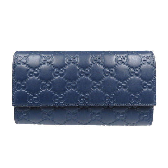 GUCCI Long Wallet Purse 410100 leather Navy Guccisima Women Used Authentic