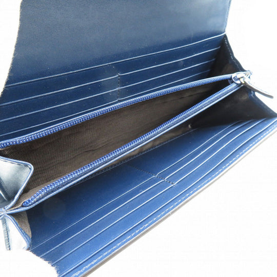 GUCCI Long Wallet Purse 410100 leather Navy Guccisima Women Used Authentic