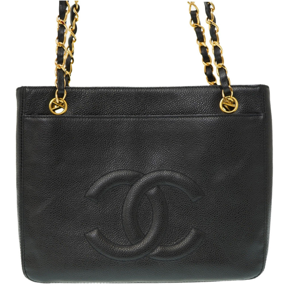 CHANEL Shoulder Bag Caviar skin black W Face Chain Shoulder Bag Women Used Authentic