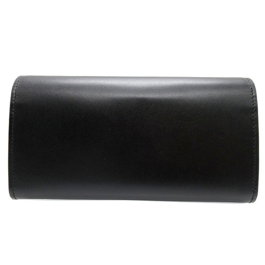 GUCCI Long Wallet Purse 762167 leather black Two fold mini john double Women(Unisex) Used Authentic
