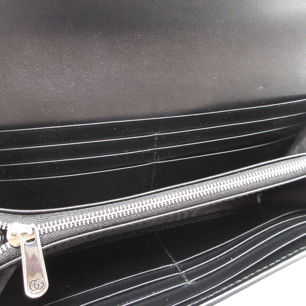 GUCCI Long Wallet Purse 762167 leather black Two fold mini john double Women(Unisex) Used Authentic