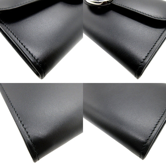 GUCCI Long Wallet Purse 762167 leather black Two fold mini john double Women(Unisex) Used Authentic