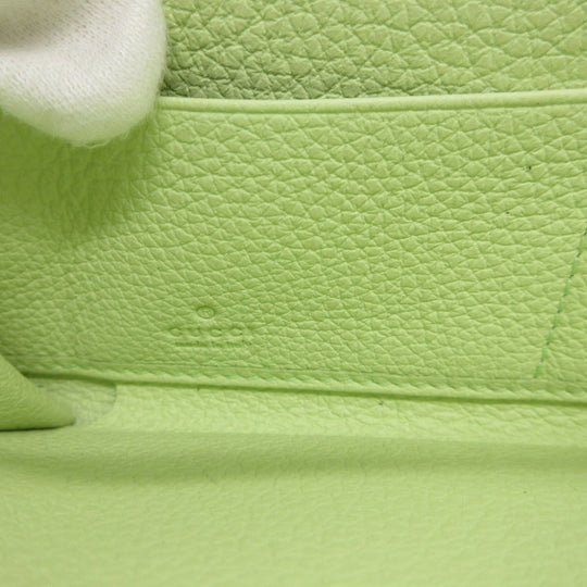 GUCCI Long Wallet Purse 658691 leather Light green Zip Around logo Women Used Authentic