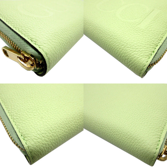 GUCCI Long Wallet Purse 658691 leather Light green Zip Around logo Women Used Authentic