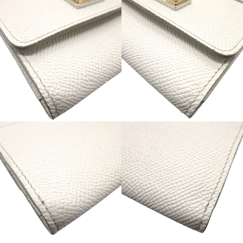 DOLCE&GABBANA Coin case leather white Chain wallet Sicily Women Used Authentic