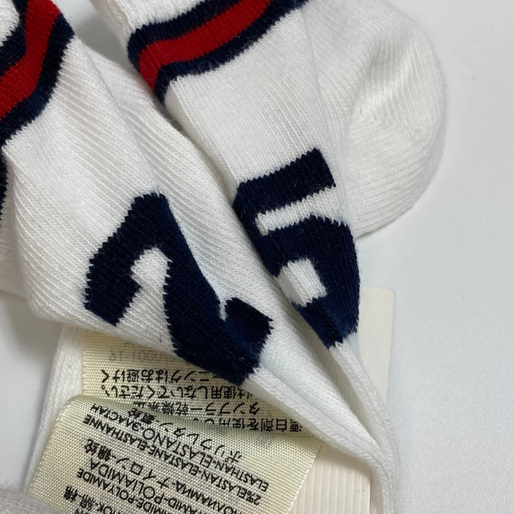 GUCCI Knit hat 418599 cotton White x navy Baby GG pattern Women M Used Authentic