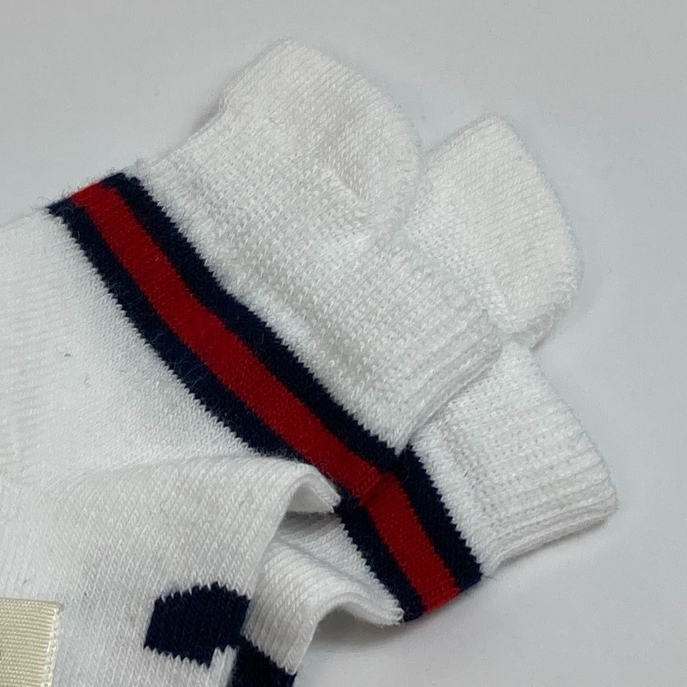 GUCCI Knit hat 418599 cotton White x navy Baby GG pattern Women M Used Authentic