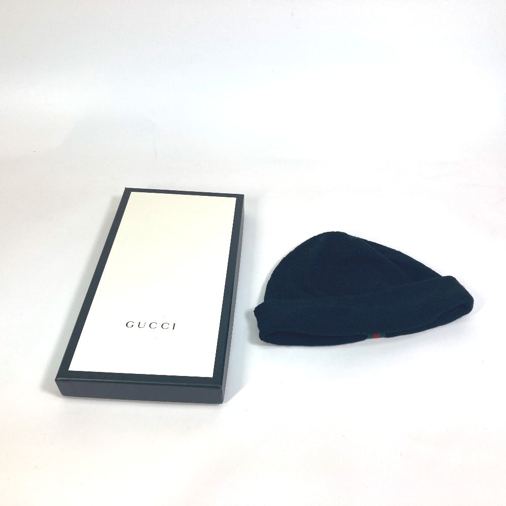 GUCCI Knit hat wool black Sherry line mens M Used Authentic