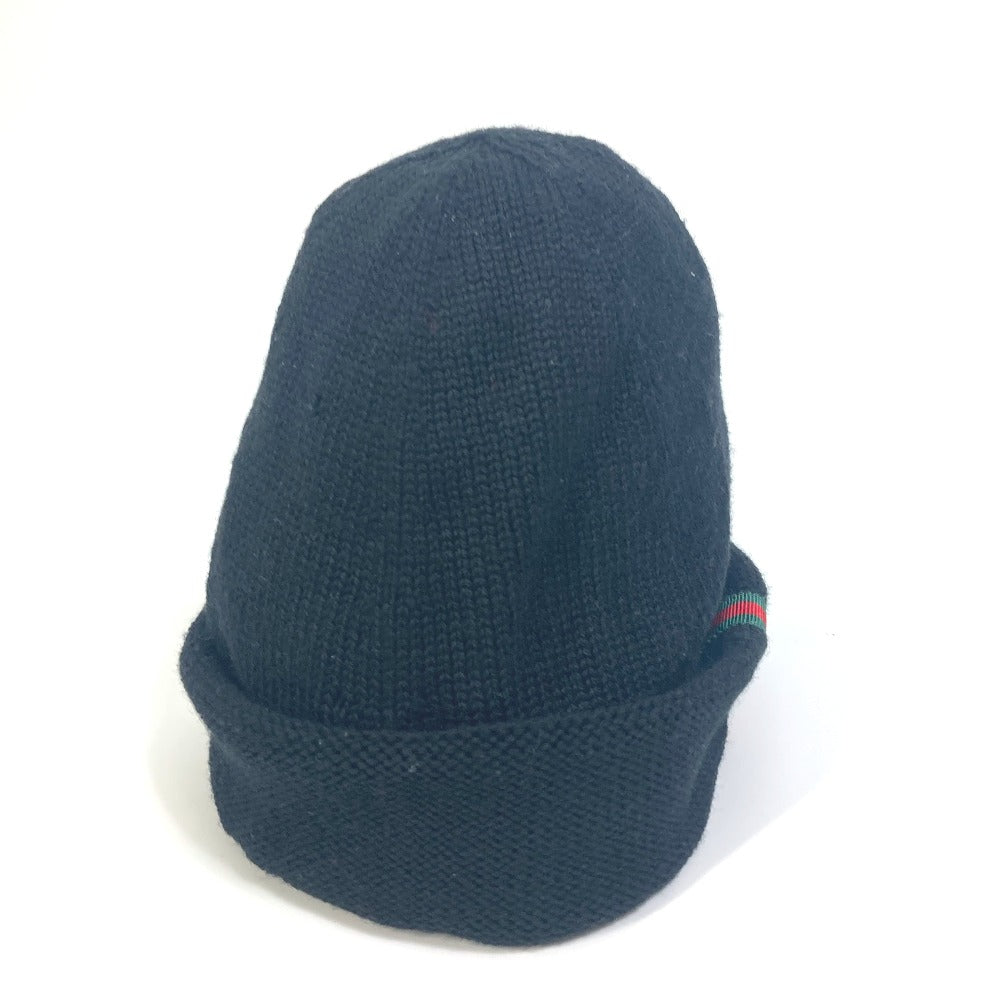 GUCCI Knit hat wool black Sherry line mens M Used Authentic