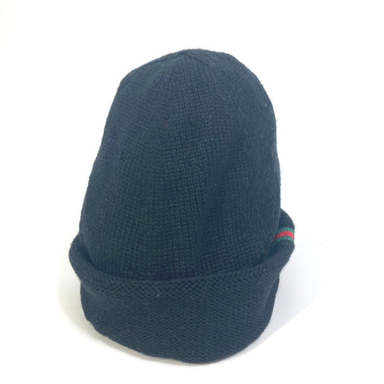 GUCCI Knit hat wool black Sherry line mens M Used Authentic
