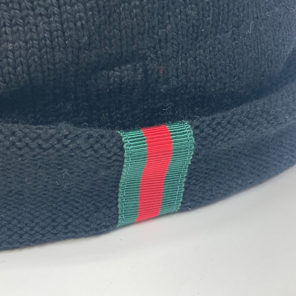GUCCI Knit hat wool black Sherry line mens M Used Authentic