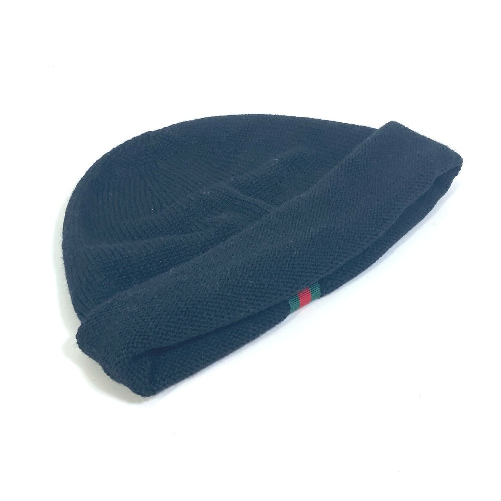 GUCCI Knit hat wool black Sherry line mens M Used Authentic