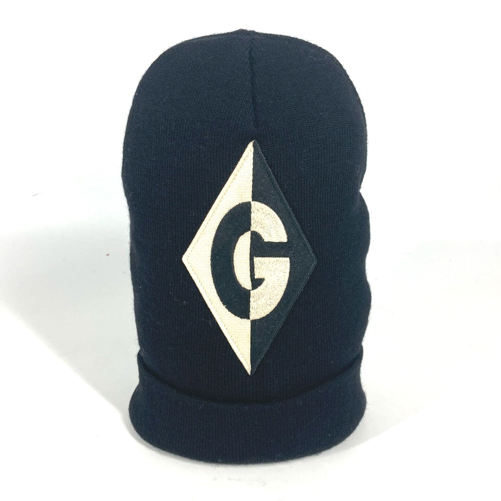 GUCCI Knit hat wool black beanie hat knit hat knit cap logo mens Used Authentic