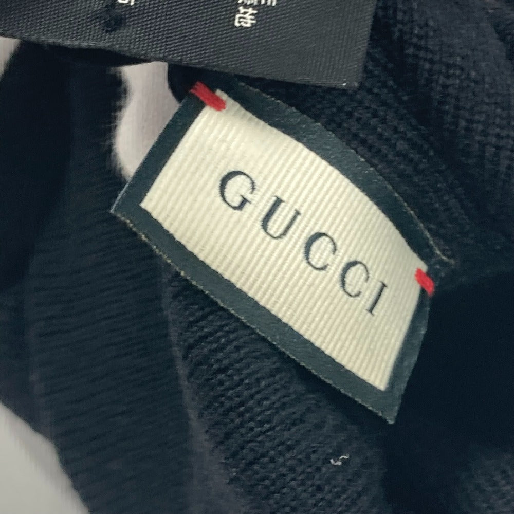 GUCCI Knit hat wool black beanie hat knit hat knit cap logo mens Used Authentic