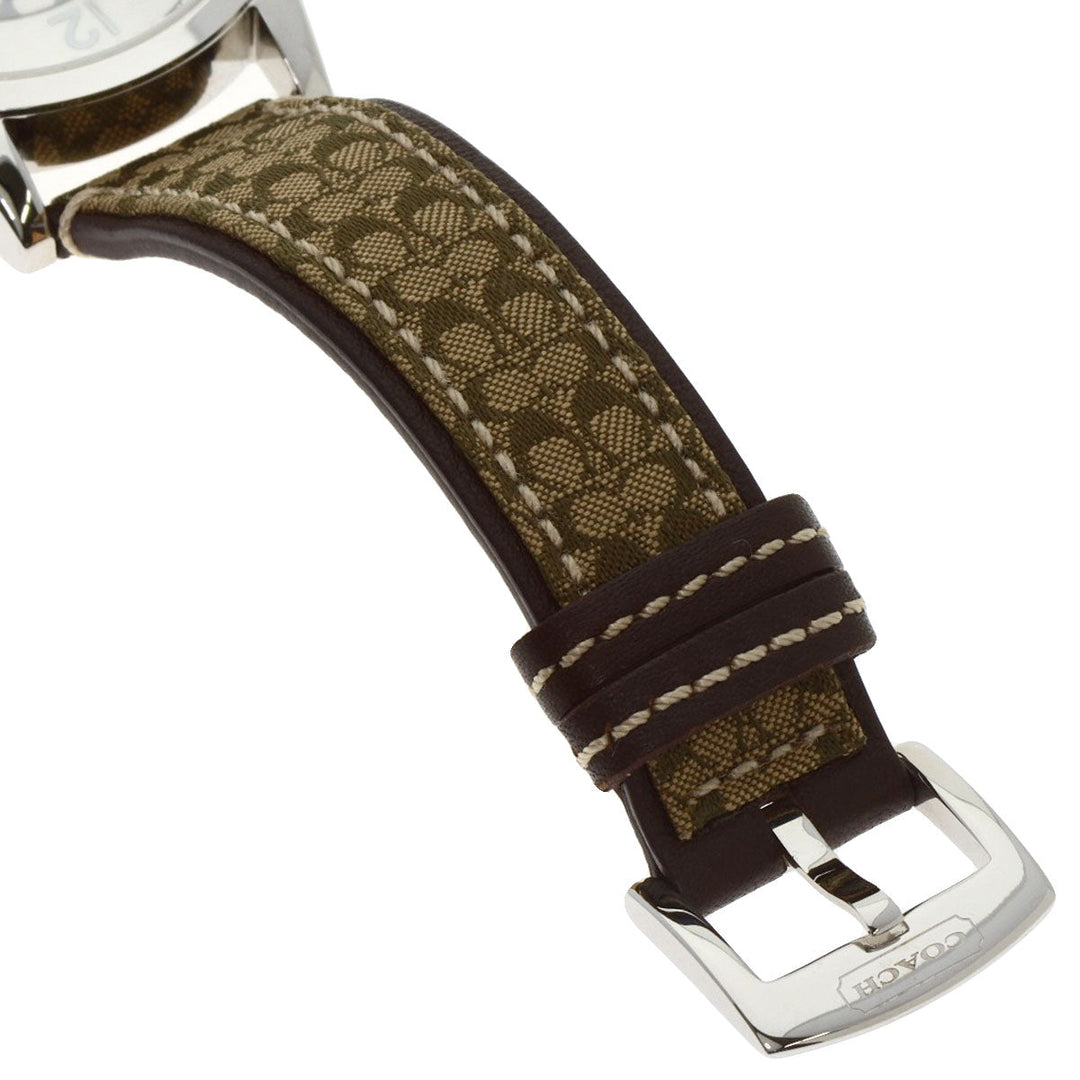 COACH Watches Quartz Stainless Steel Silver Signature round face pair watch Silver dial