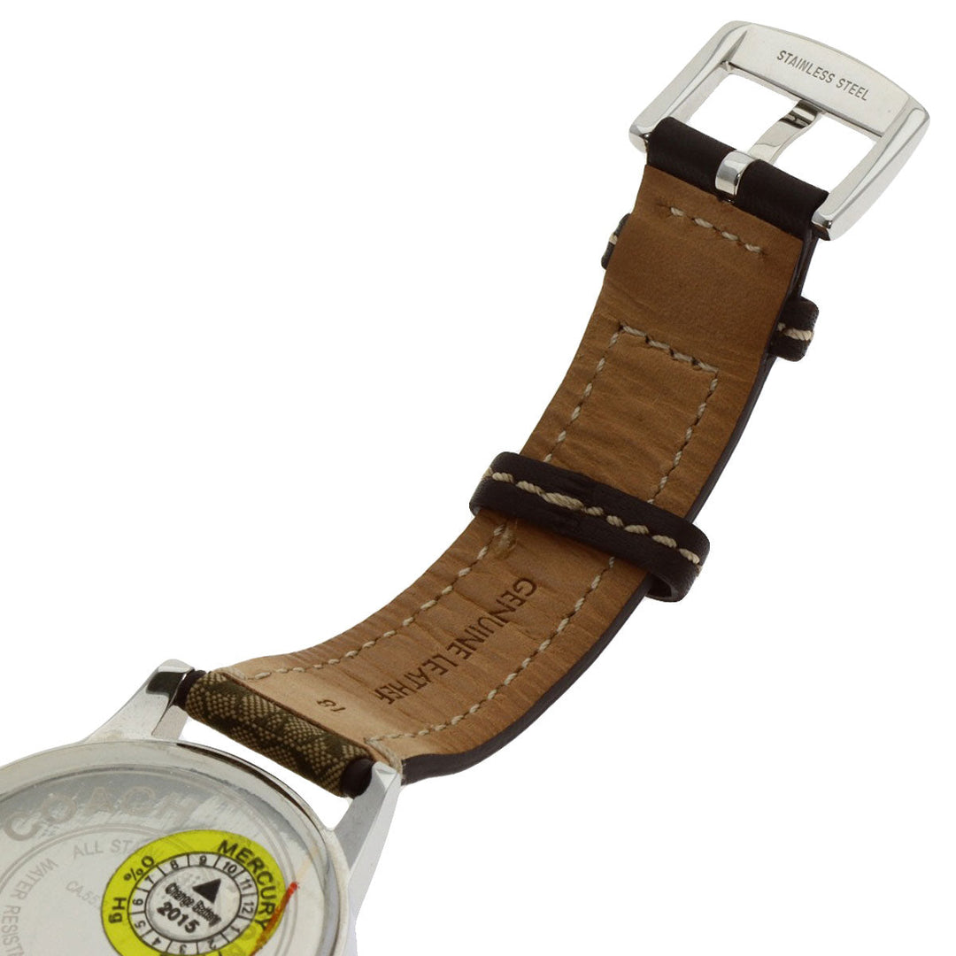 COACH Watches Quartz Stainless Steel Silver Signature round face pair watch Silver dial