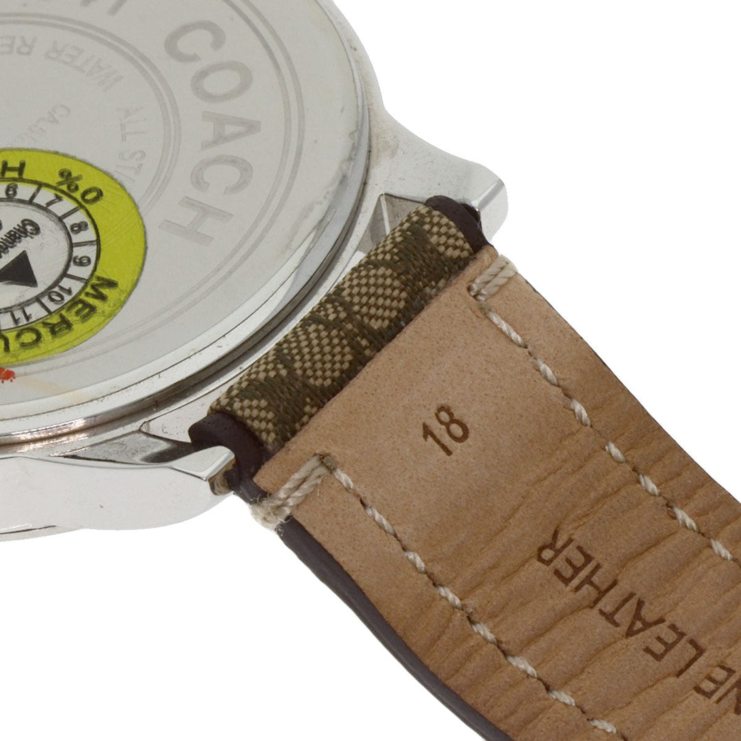 COACH Watches Quartz Stainless Steel Silver Signature round face pair watch Silver dial