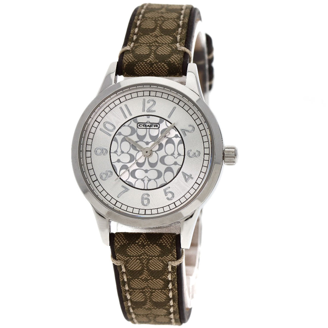 COACH Watches Quartz Stainless Steel Silver Signature round face pair watch Silver dial