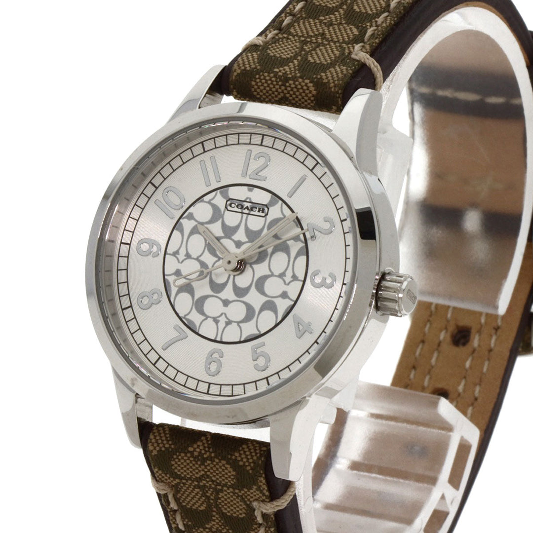 COACH Watches Quartz Stainless Steel Silver Signature round face pair watch Silver dial