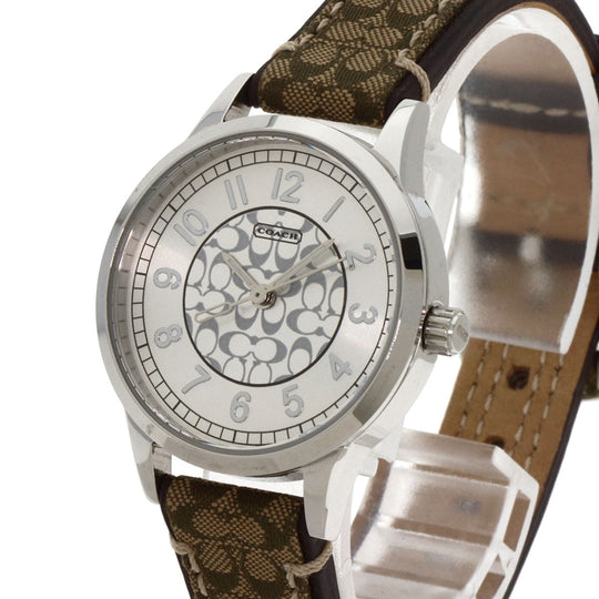 COACH Watches Quartz Stainless Steel Silver Signature round face pair watch Silver dial