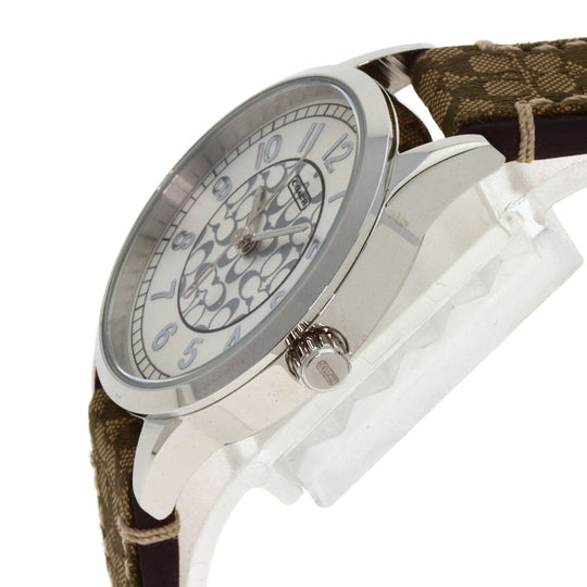 COACH Watches Quartz Stainless Steel Silver Signature round face pair watch Silver dial