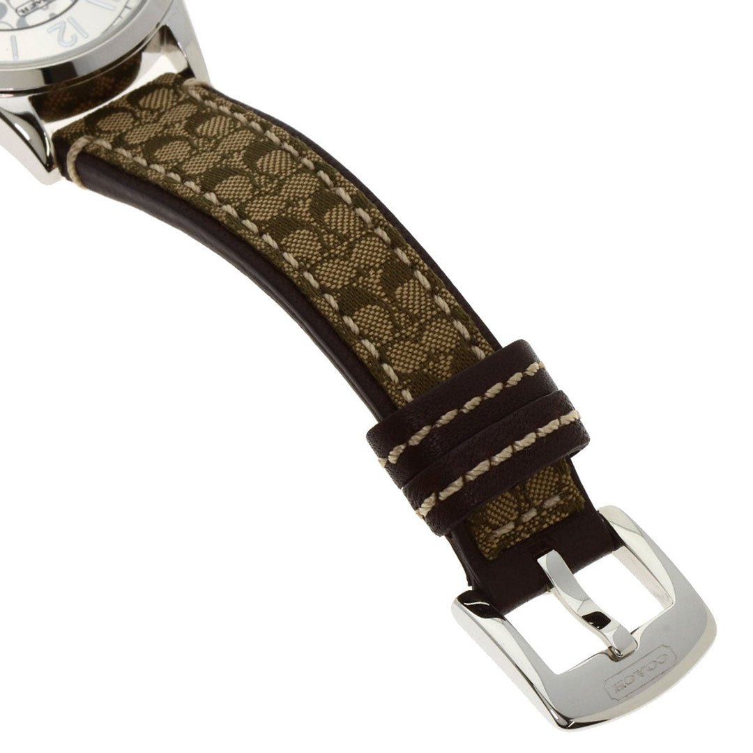 COACH Watches Quartz Stainless Steel Silver Signature round face pair watch Silver dial