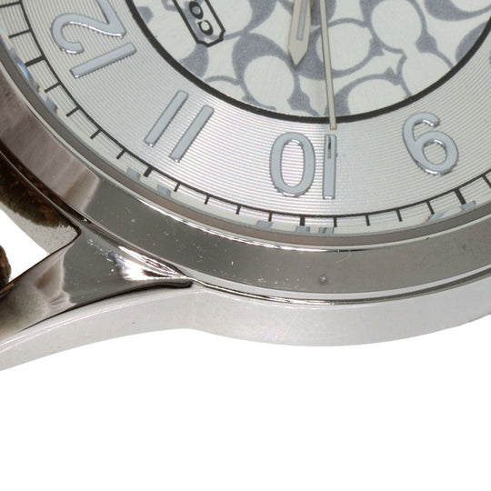 COACH Watches Quartz Stainless Steel Silver Signature round face pair watch Silver dial