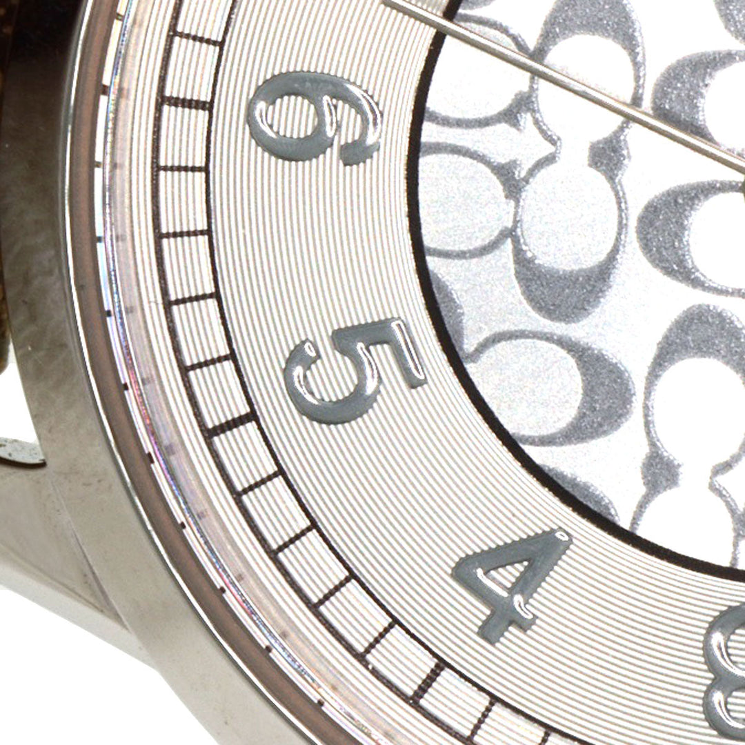 COACH Watches Quartz Stainless Steel Silver Signature round face pair watch Silver dial