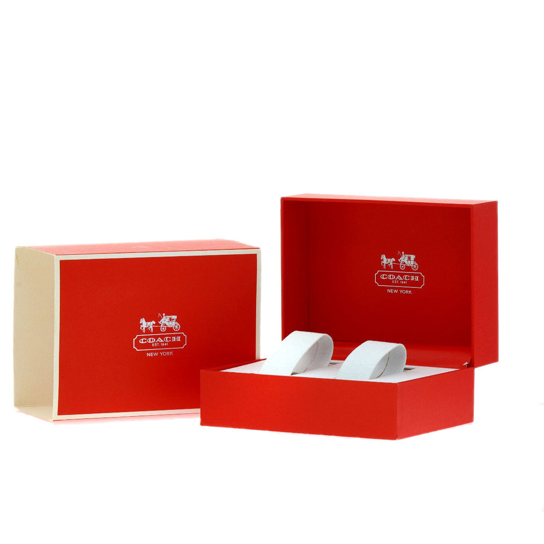 COACH Watches Quartz Stainless Steel Silver Signature round face pair watch Silver dial