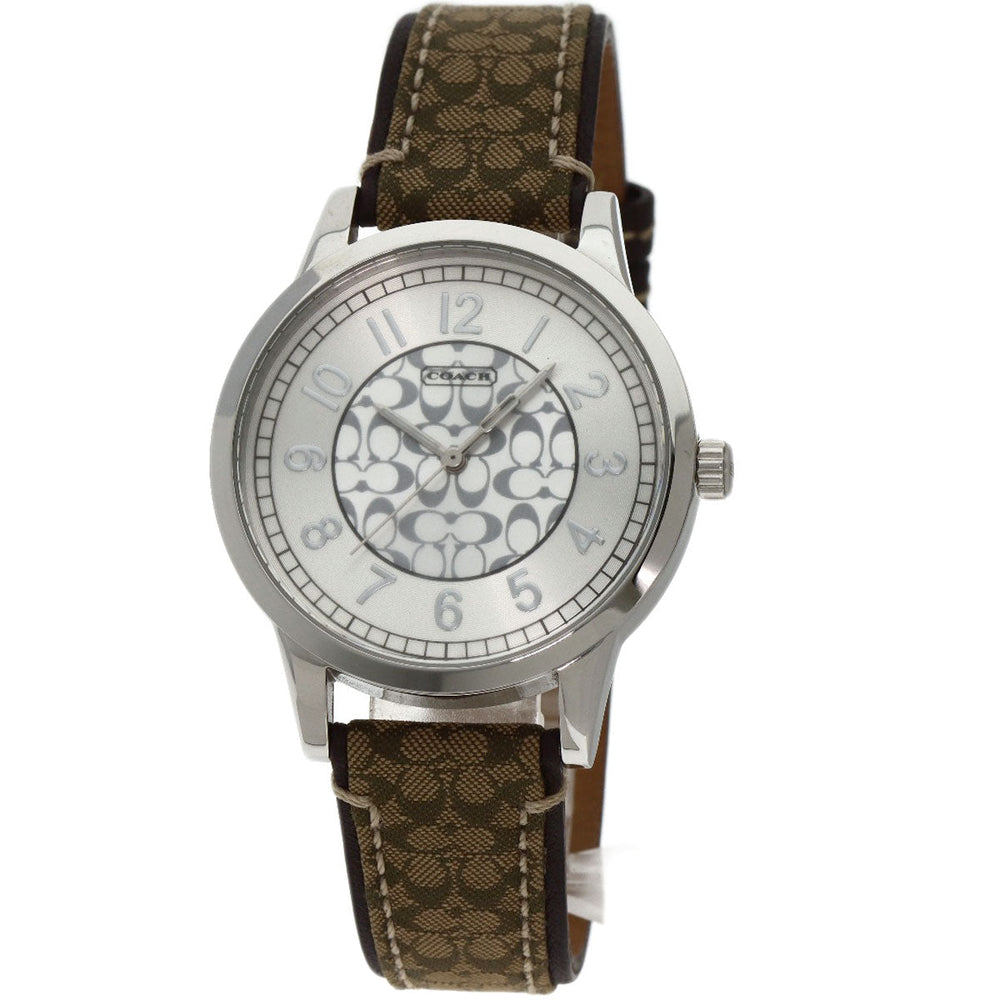 COACH Watches Quartz Stainless Steel Silver Signature round face pair watch Silver dial