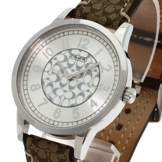 COACH Watches Quartz Stainless Steel Silver Signature round face pair watch Silver dial