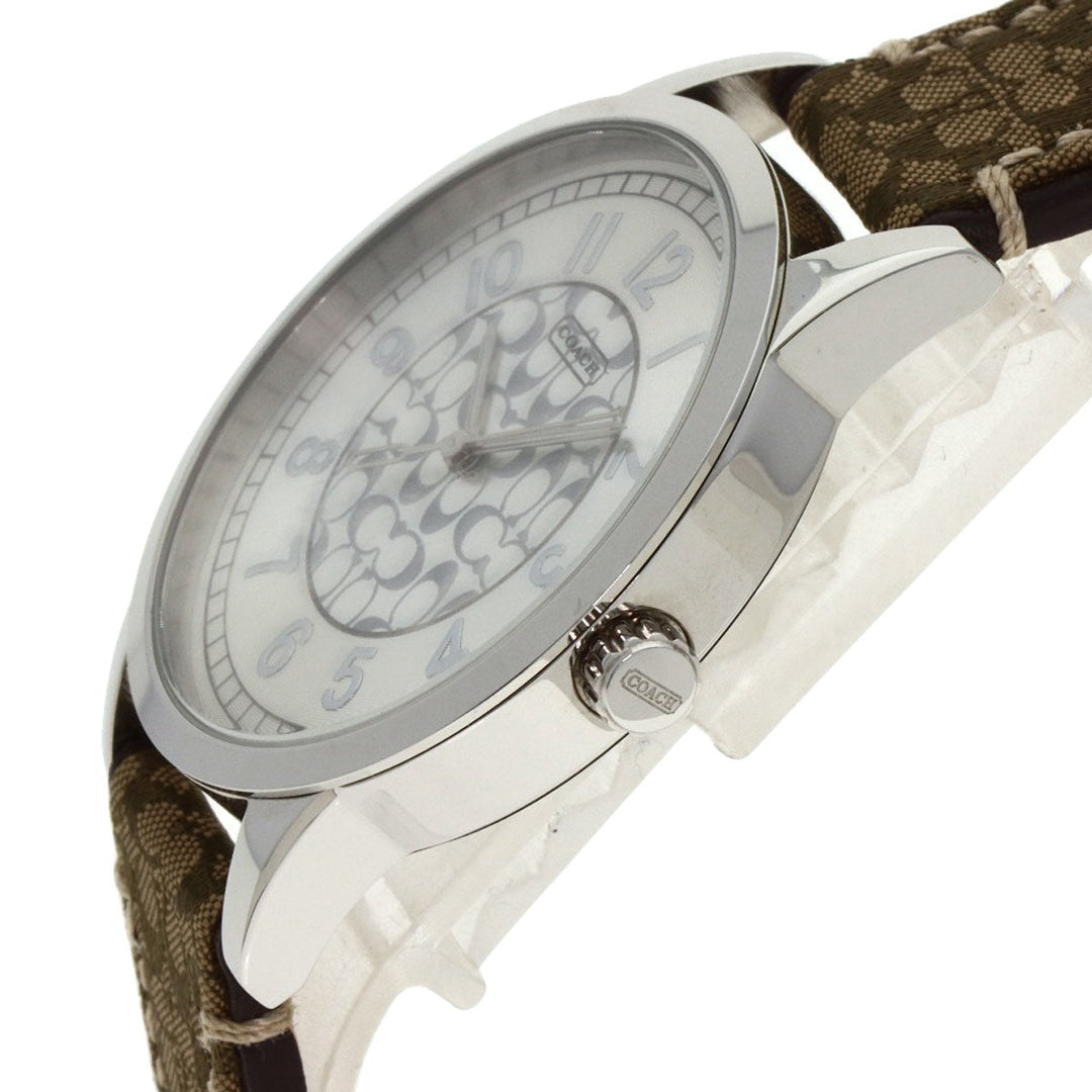 COACH Watches Quartz Stainless Steel Silver Signature round face pair watch Silver dial