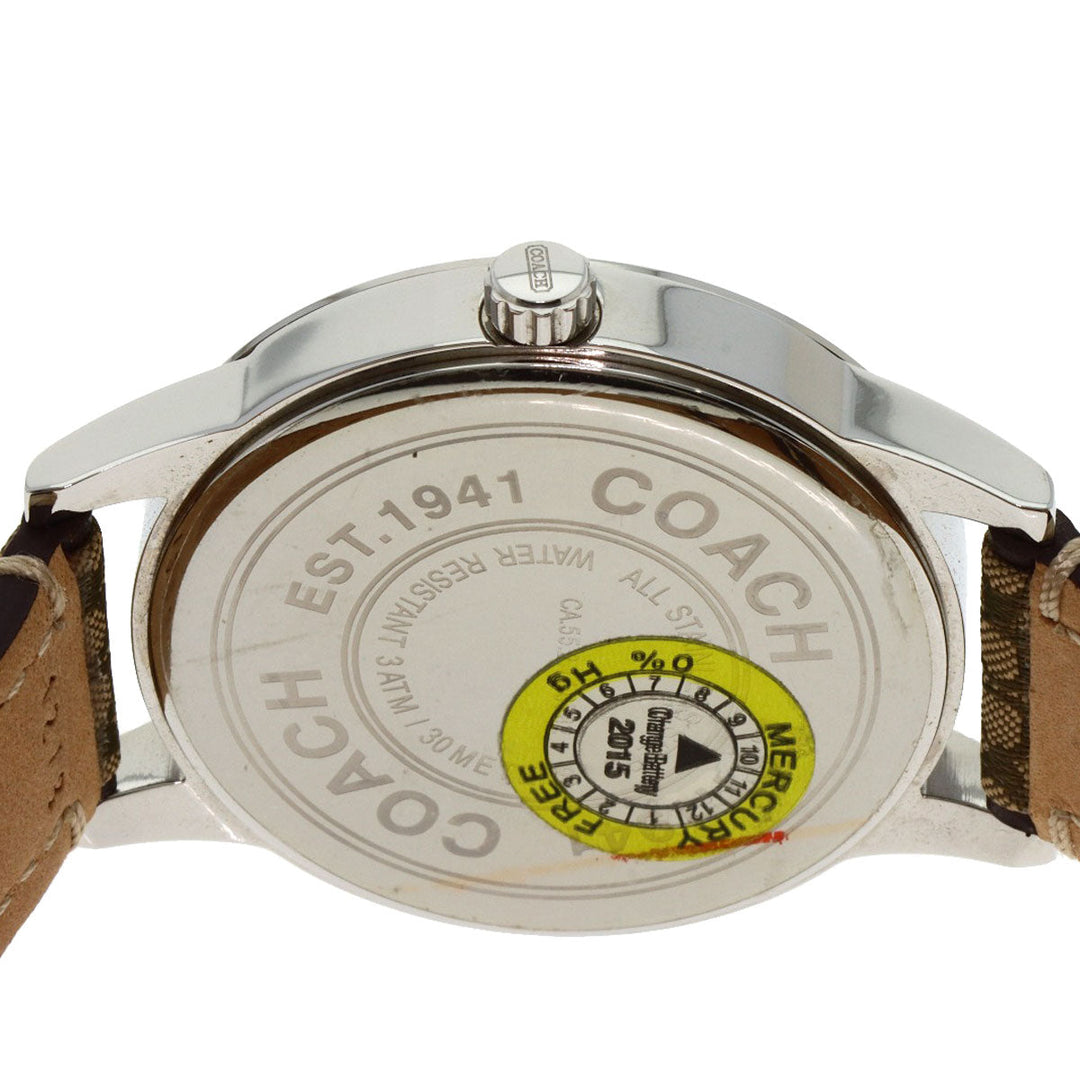 COACH Watches Quartz Stainless Steel Silver Signature round face pair watch Silver dial