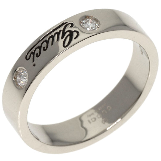 GUCCI Ring K18WG Silver Icon Print 2P Diamond #11 Women Used Authentic