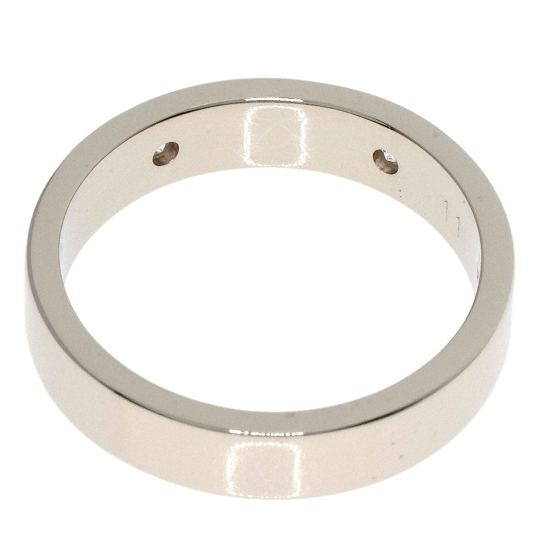 GUCCI Ring K18WG Silver Icon Print 2P Diamond #11 Women Used Authentic