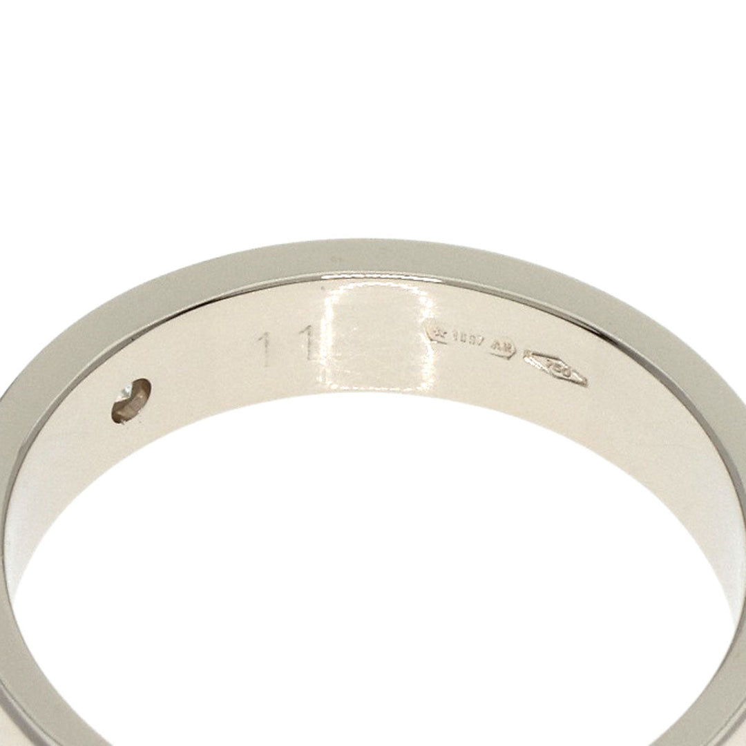 GUCCI Ring K18WG Silver Icon Print 2P Diamond #11 Women Used Authentic