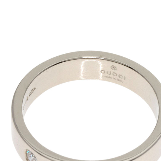 GUCCI Ring K18WG Silver Icon Print 2P Diamond #11 Women Used Authentic